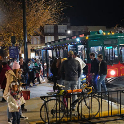 Downtown BGKY Lights Up trolley stop 2022 courtesy City of BG