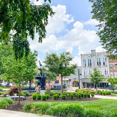 Fountain Square springtime green courtesy BG Area Chamber of Commerce